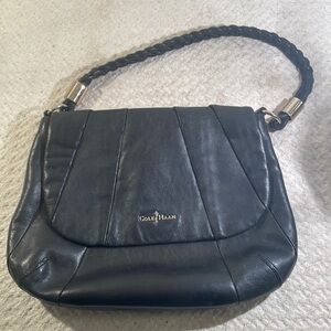 Cole Haan Paneled Flap Over Leather with Gold Hardware Braided Handle Bag